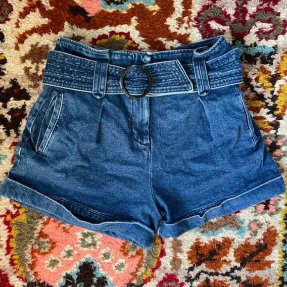 Sezane Blue High-Waisted Denim Shorts - Picture 5 of 6